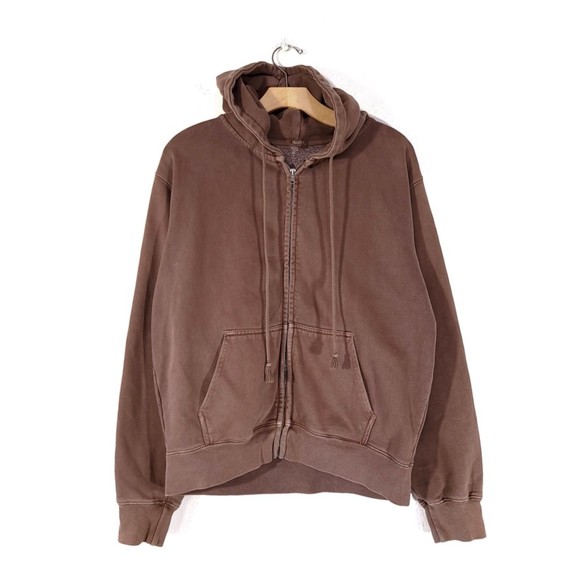 Brandy Melville Tops - BRANDY MELVILLE Regular Fit Christy Fleece Hoodie Jacket Chocolate Brown Small